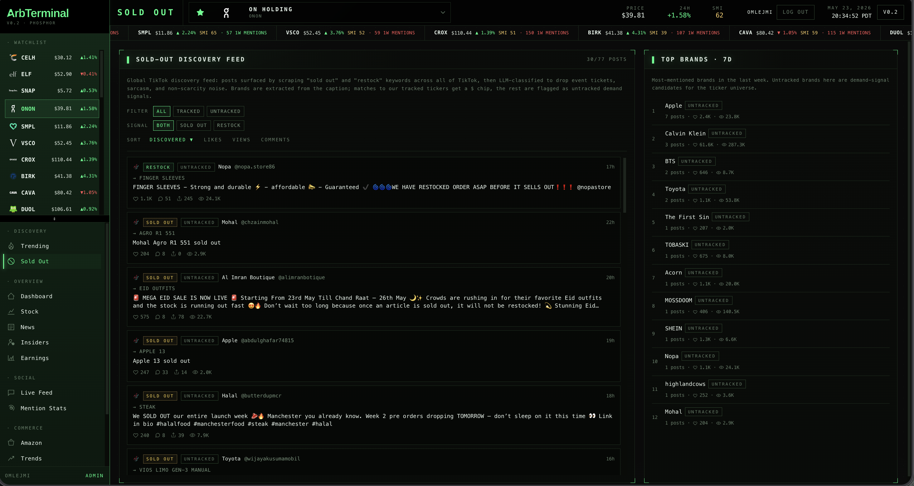 arbterminal sold-out discovery feed